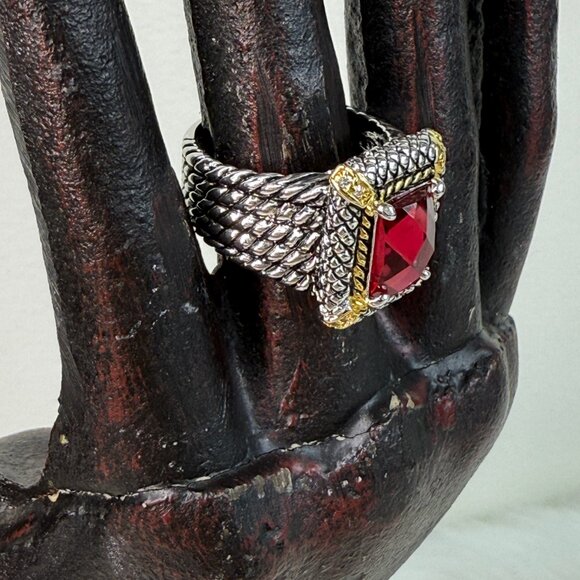 Vintage 2004 Retired Premier Designs Purple Glass Two-Tone Ring Size 8 - Picture 5 of 7